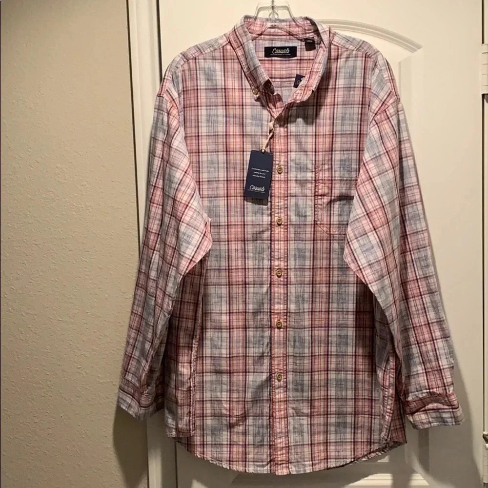Roundtree & Yorke Shirt Plaid Casual Button Down Men’s Sz XL NWT